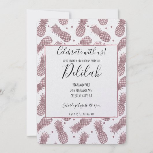 バラ金ゴールドパイナップル 招待状 (正面)