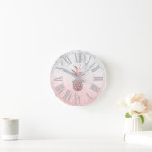 バラ金ゴールドパイナップル+雪《写真》ぼけ味+大理石 ラウンド壁時計 (ホーム)