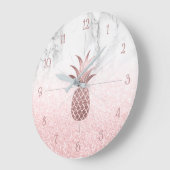 バラ金ゴールドパイナップル+雪《写真》ぼけ味+大理石 ラージ壁時計 (傾斜)