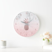 バラ金ゴールドパイナップル+雪《写真》ぼけ味+大理石 ラージ壁時計 (ホーム)