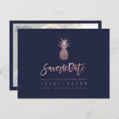 バラ金ゴールドパイナップル+DIY背景ネイビーブルー 案内ポストカード (正面/裏面)