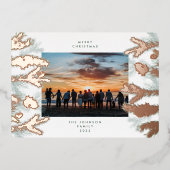 バラ金ゴールドパインツリーコーンメリークリスマスフォト 箔シーズンカード (正面)