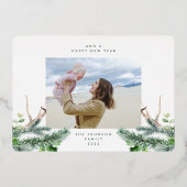 バラ金ゴールドパインツリーコーンメリークリスマスフォト 箔シーズンカード (裏面)