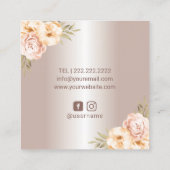 バラ金ゴールドパステルフローラメイクアーティストヘアサロン スクエア名刺 (裏面)