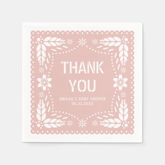 バラ金ゴールドパペルピカドサンキューベビーガールシャワー スタンダードカクテルナプキン (正面)