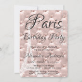 バラ金ゴールドパリ赤面ピンクバースデーパーティー 招待状 (正面)
