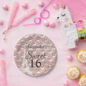 バラ金ゴールドパリSweet sixteenバースデーパーティー ペーパープレート (パーティー)