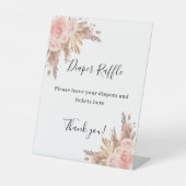 バラ金ゴールドパンパスベビーシャワーおむつラッフルサイン 台座サイン (正面)