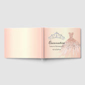 バラ金ゴールドパーソナライズされたキンセアニェラ ゲストブック (全面)