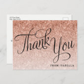 バラ金ゴールドパーソナライズされたグリッターありがとう ポストカード (正面/裏面)
