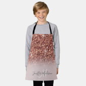 バラ金ゴールドパーソナライズされたグリッター名 エプロン (着用した状態)