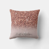 バラ金ゴールドパーソナライズされたグリッター名                クッション (裏面)