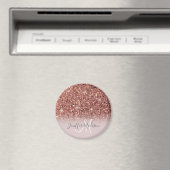 バラ金ゴールドパーソナライズされたグリッター名 マグネット (インサイチュ (食洗機))