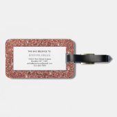 バラ金ゴールドパーソナライズされたグリッター名 ラゲッジタグ (裏面横)