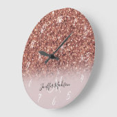 バラ金ゴールドパーソナライズされたグリッター名 ラージ壁時計 (傾斜)