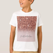 バラ金ゴールドパーソナライズされたグリッター名 Tシャツ (正面)