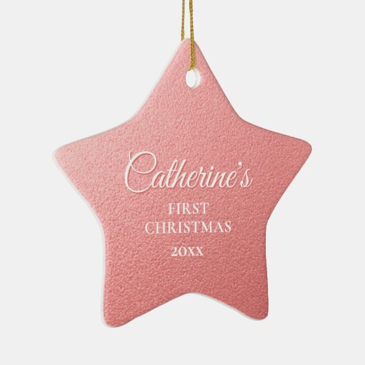 バラ金ゴールドパーソナライズされた初めてのクリスマススター セラミックオーナメント (右)