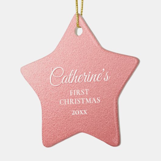 バラ金ゴールドパーソナライズされた初めてのクリスマススター セラミックオーナメント (左)