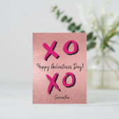 バラ金ゴールドパーソナライズされたXOXOハッピーガレンティーンズデイ シーズンポストカード (スタンド正面)