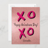 バラ金ゴールドパーソナライズされたXOXOハッピーガレンティーンズデイ シーズンポストカード (正面/裏面)