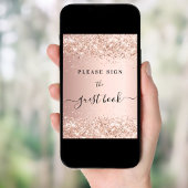 バラ金ゴールドパーティーゲストブックサイン ポスター