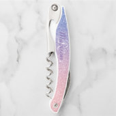 バラ金ゴールドパープルグラデーションフェージングモノグラムグリッター ソムリエナイフ (正面)