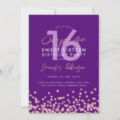 バラ金ゴールドパープルグリッターサプライズスウィート16 招待状 (正面)