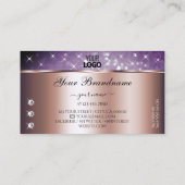 バラ金ゴールドパープルグリッタースターズダイヤモンド追加ロゴ 名刺 (裏面)