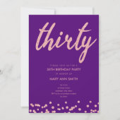 バラ金ゴールドパープルグリッター30th誕生日パーティー 招待状 (正面)