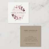 バラ金ゴールドパープルフローライニシャルリースプロフェッショナル スクエア名刺 (正面/裏面)