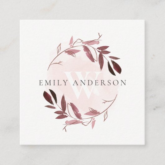 バラ金ゴールドパープルフローライニシャルリースプロフェッショナル スクエア名刺 (正面)