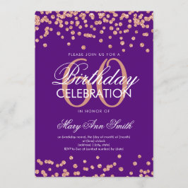 バラ金ゴールドパープル60番目の誕生日グリッター紙吹雪 招待状