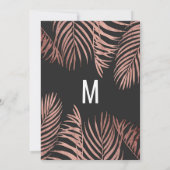 バラ金ゴールドパームツリーフロンズブラックモダン夕べ 招待状 (裏面)