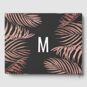 バラ金ゴールドパームツリーフロンズブラックモダン結婚ズ ゲストブック (裏面)