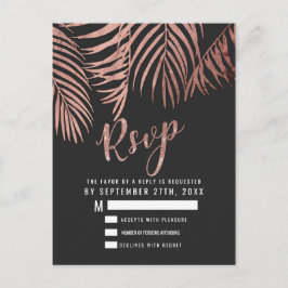 バラ金ゴールドパームツリーフロントズブラックモダンRSVP ポストカード