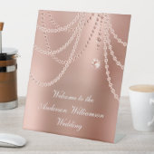 バラ金ゴールドパールズ結婚ダイヤモンド 台座サイン (インサイチュ)