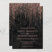 バラ金ゴールドパールマーブルグリッターフリンジ結婚ズインビ 招待状 (正面/裏面)