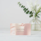 バラ金ゴールドパール抽象芸術ミニマルシルクマーブル 名刺 (スタンド正面)