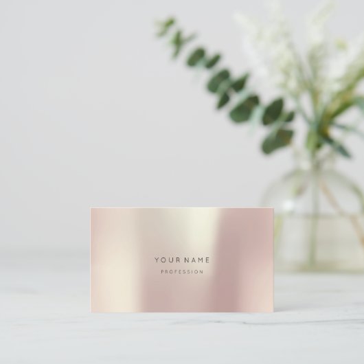 バラ金ゴールドパール抽象芸術ミニマルシルクメタリック 名刺 (スタンド正面)