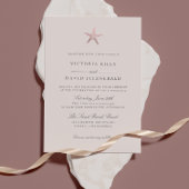 バラ金ゴールドヒトデエレガント海ビーチ結婚式 招待状