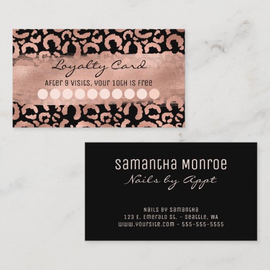 バラ金ゴールドヒョウのブラシストローク箔ロイヤリティ 名刺 (正面/裏面)