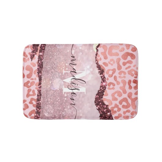 バラ金ゴールドヒョウ印刷 バスマット (正面)