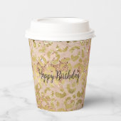 バラ金ゴールドヒョウ印刷 紙コップ (正面)