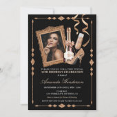 バラ金ゴールドヒール&シャンパンウィメンズ誕生日 招待状 (正面)