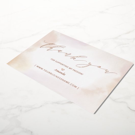 バラ金ゴールドビジネスロゴありがとうパッケージ挿入 箔招待状 (回転した状態)