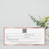 バラ金ゴールドビジネスロゴQRコードギフト証明書 (スタンド正面)