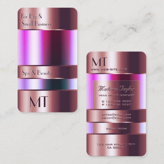 バラ金ゴールドビンフェイク版木、銅版、版画フォントとモノグラム 名刺 (正面/裏面)