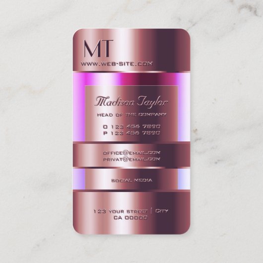 バラ金ゴールドビンフェイク版木、銅版、版画フォントとモノグラム 名刺 (裏面)