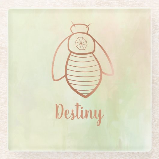 バラ金ゴールドビー記号 ガラスコースター (正面)