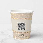 バラ金ゴールドピエレガントンモダンクガーリー価格QRコード 紙コップ (裏面)